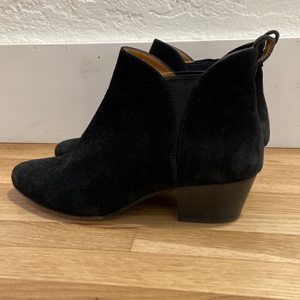 Sezane Black Suede Heel Ankle Bootie Women Size 37